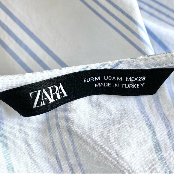 Zara V-Neck Striped Balloon Sleeve High Low Blouse Size M - Picture 12 of 15